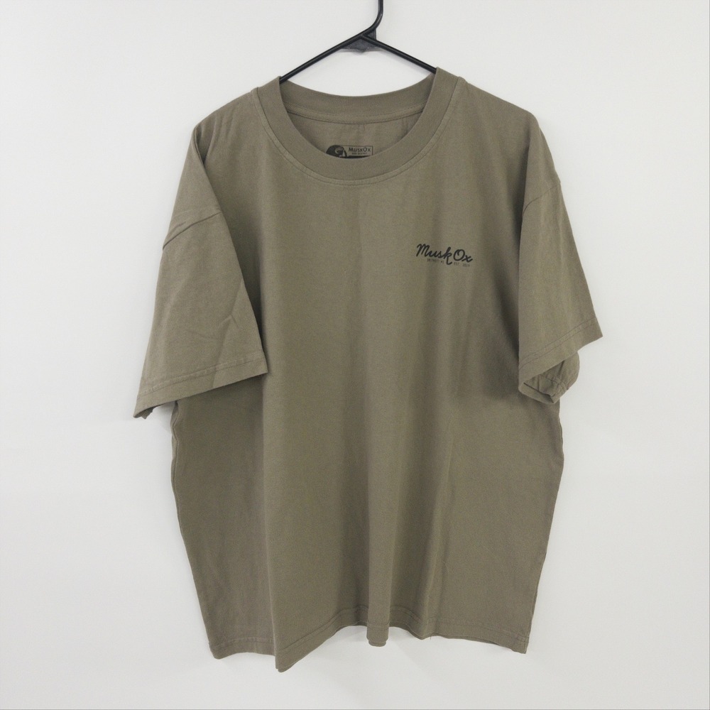 MuskOx Graphic T Shirt XL Olive Made USA Cotton Outdoor‎ Heritage Tee Mens
